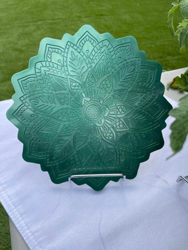 Trivet/Wall Decor - Full Flower Mandala - Green Petal Labyrinth