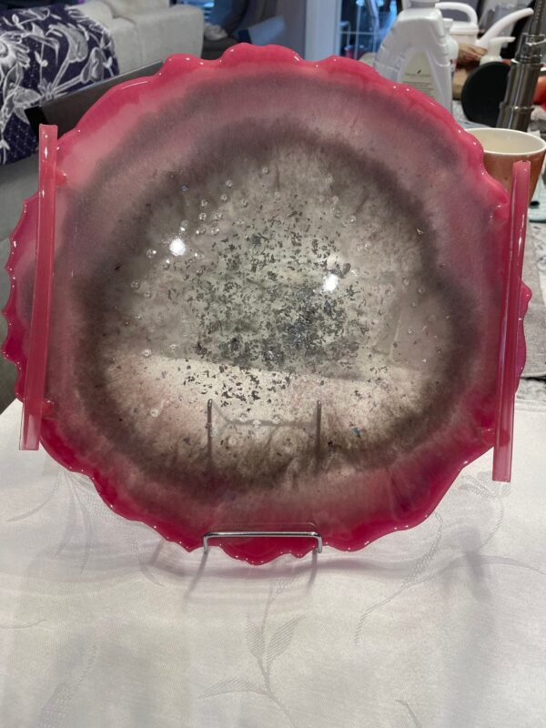 Round Irregular Edge Tray/Charcuterie Board - Enchanted Rose