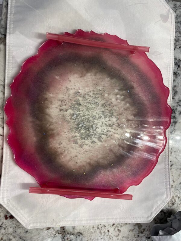 Round Irregular Edge Tray/Charcuterie Board - Enchanted Rose - Image 2