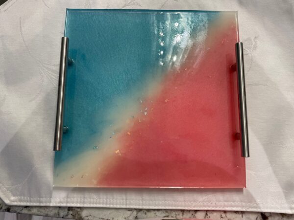 Square Tray/Charcuterie Board - Ocean Sunset - Image 2