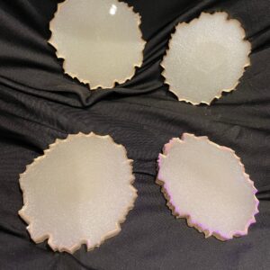 Sm Irregular Edge/Agate Coasters - Gold Edge