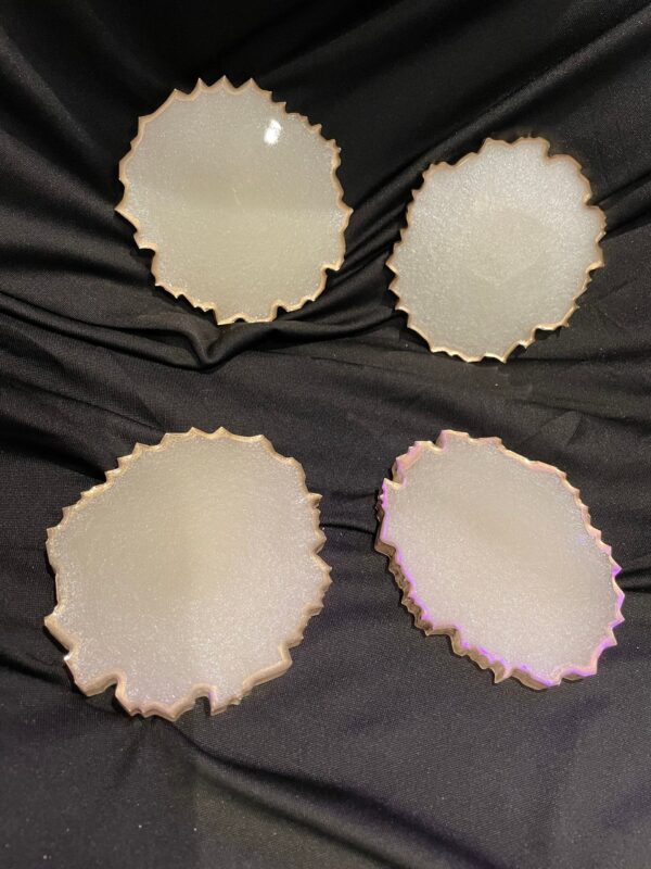 Sm Irregular Edge/Agate Coasters - Gold Edge