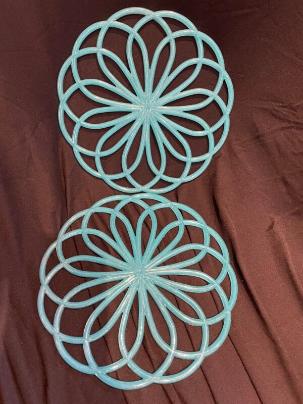 Trivet/Wall Decor - Floral Loop - Iridescent Blue