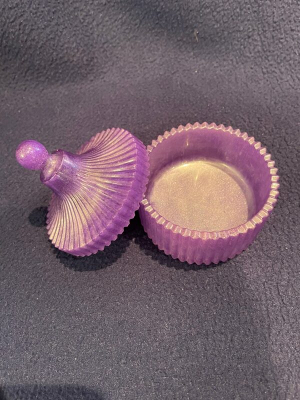 Purple Elegance Ribbed Trinket Jar with Lid - Image 2