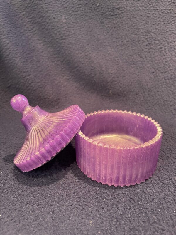 Purple Elegance Ribbed Trinket Jar with Lid