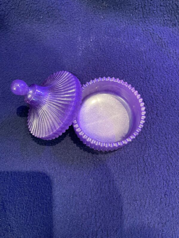 Purple Elegance Ribbed Trinket Jar with Lid - Image 5
