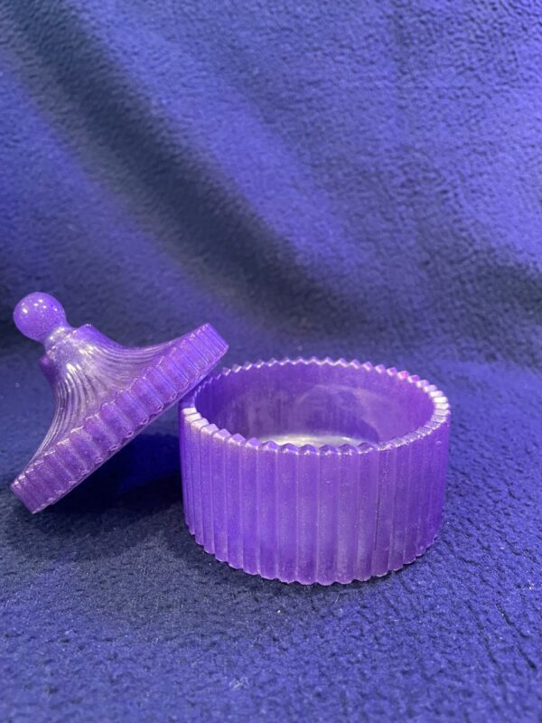 Purple Elegance Ribbed Trinket Jar with Lid - Image 3