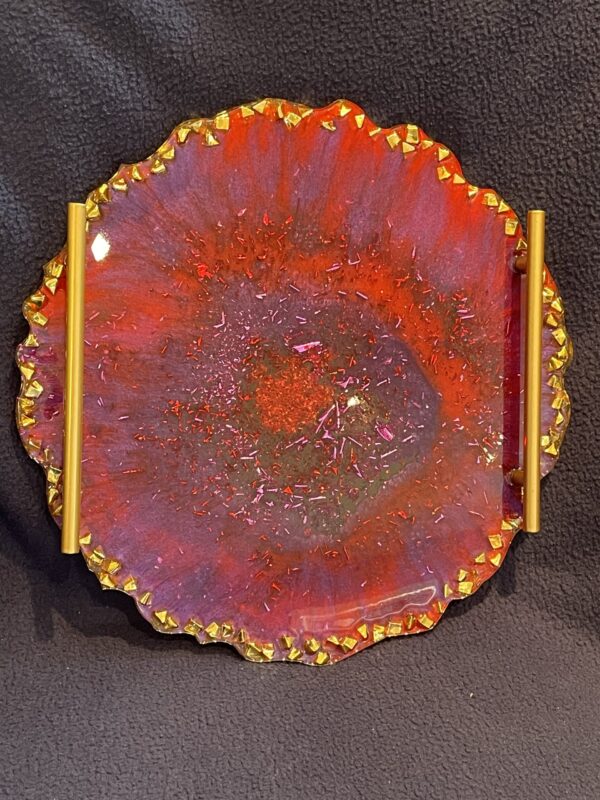 Luminous Ember Round Resin Tray/Charcuterie Board